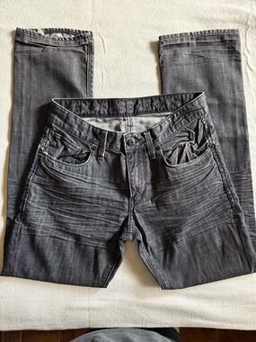 Men's Slim Straight Jeans in Washed Charcoal Gray